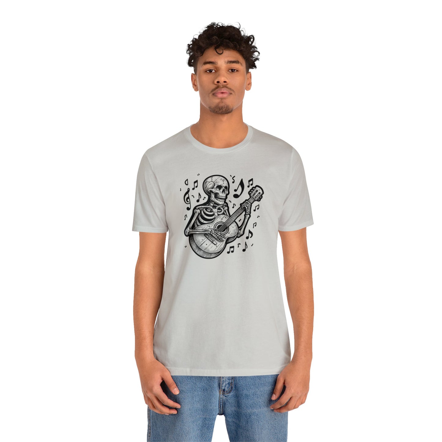 Skull Playing Guiter Unisex Jersey Short Sleeve Tee