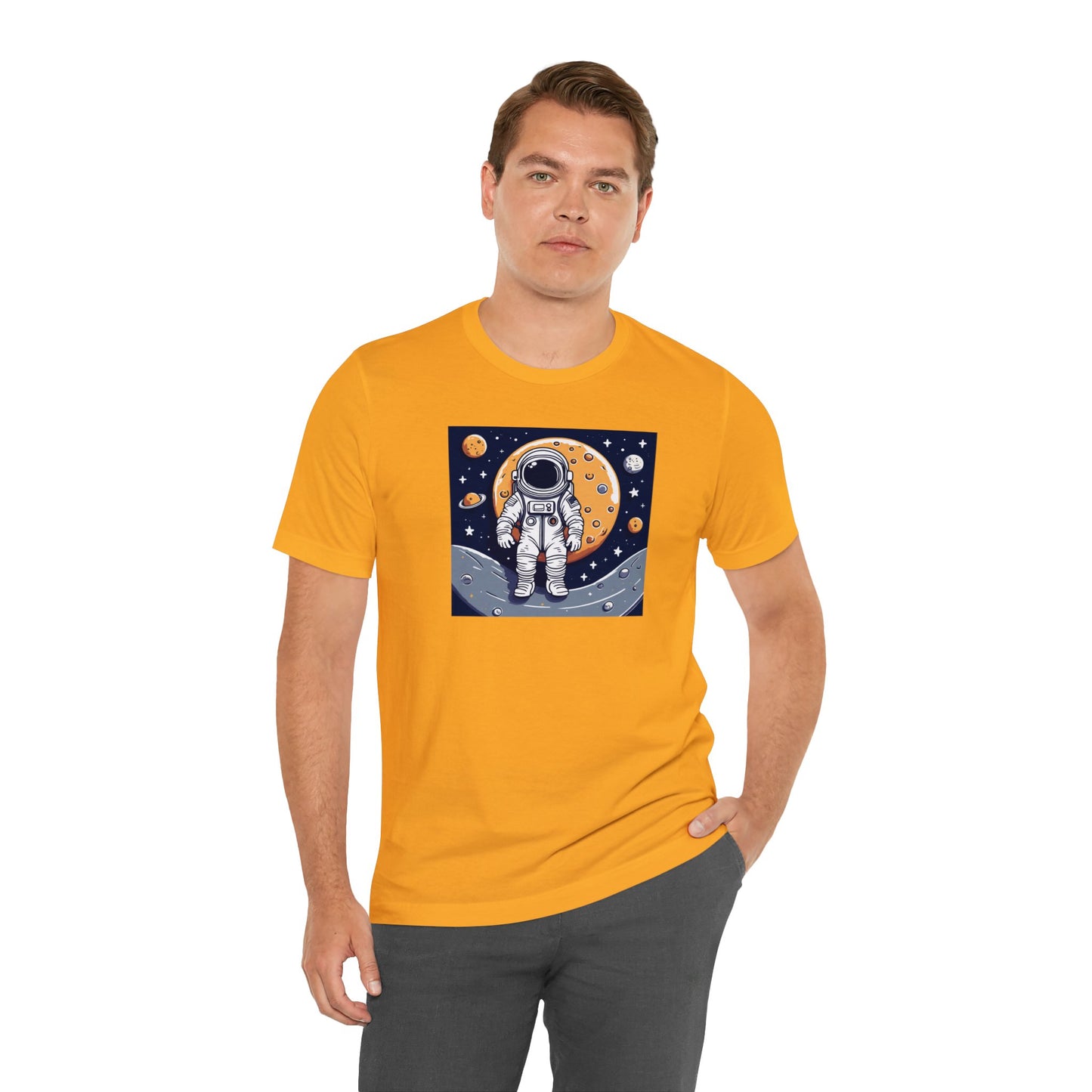 Astronaut on Space Unisex Jersey Short Sleeve Tee