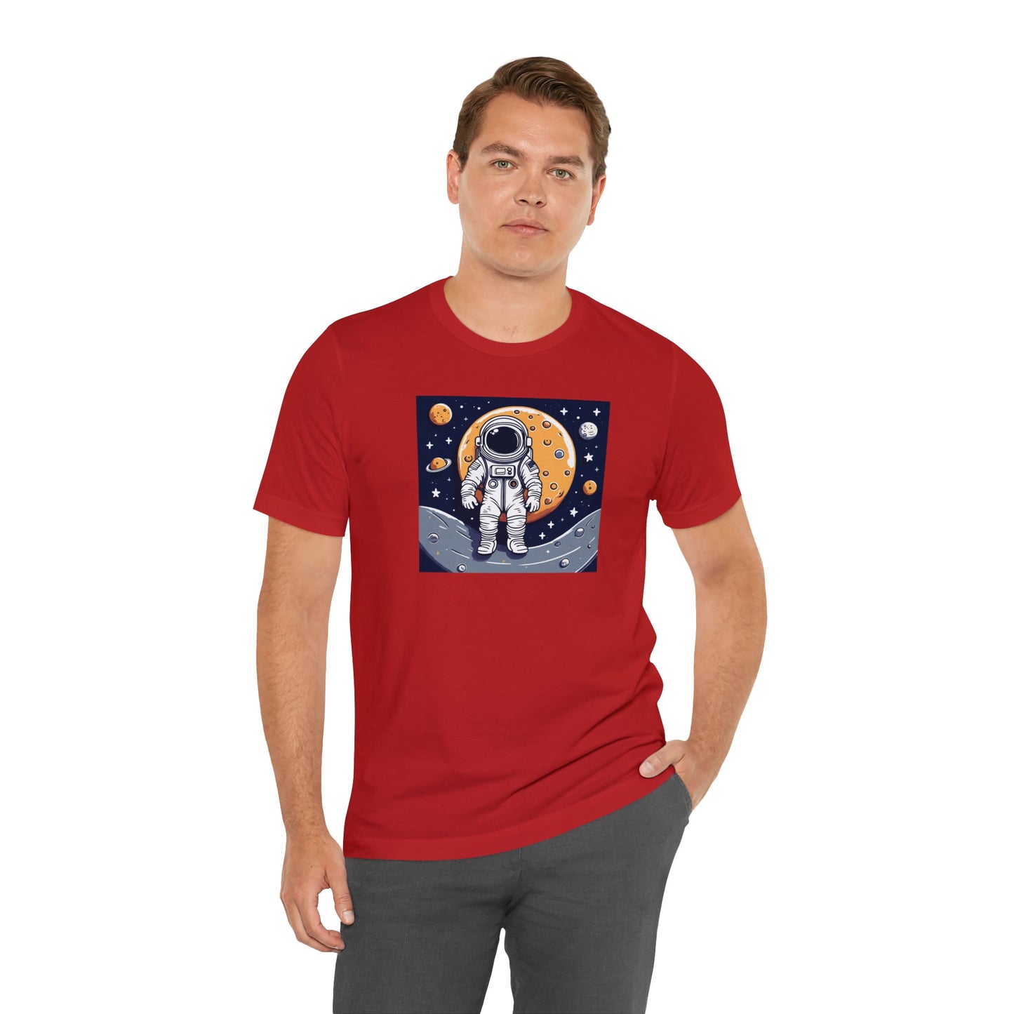 Astronaut on Space Unisex Jersey Short Sleeve Tee