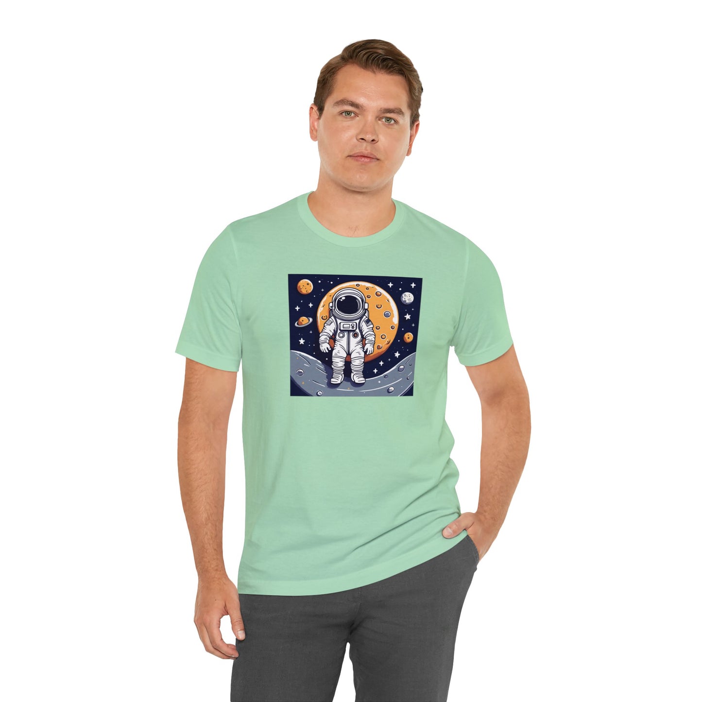 Astronaut on Space Unisex Jersey Short Sleeve Tee