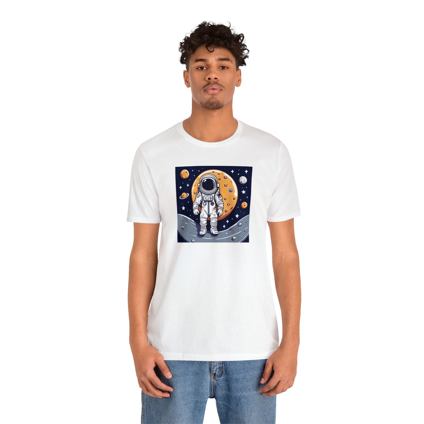 Astronaut on Space Unisex Jersey Short Sleeve Tee