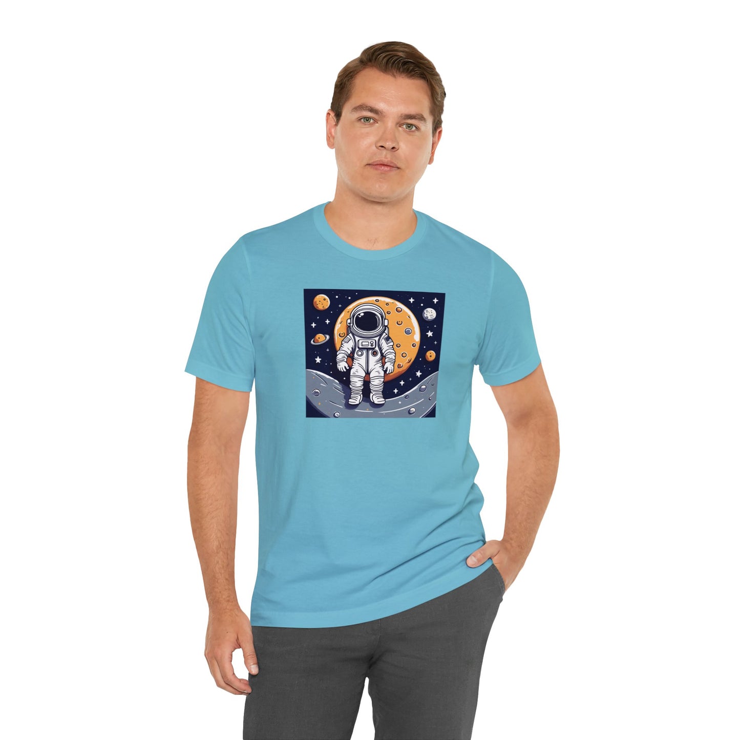 Astronaut on Space Unisex Jersey Short Sleeve Tee