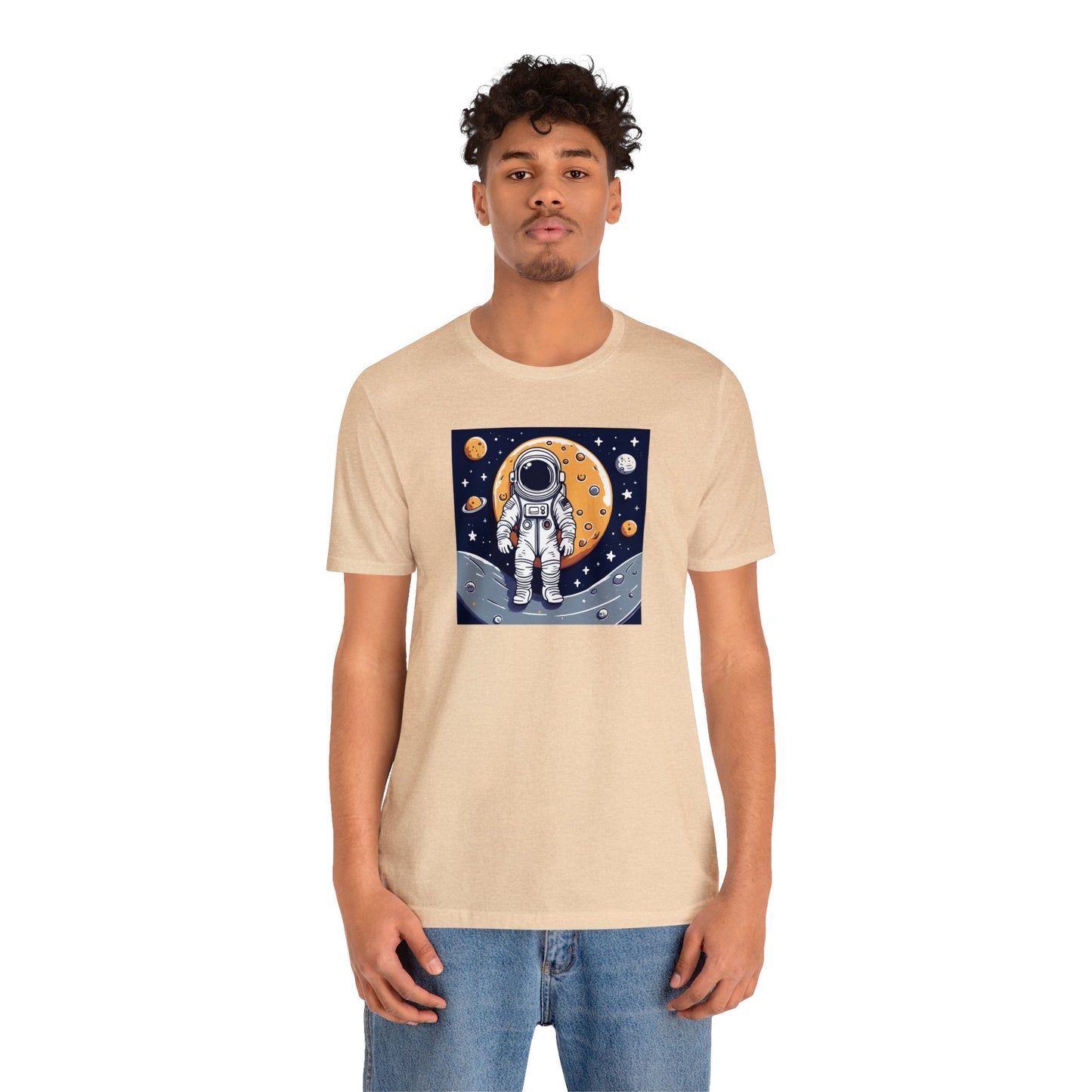 Astronaut on Space Unisex Jersey Short Sleeve Tee