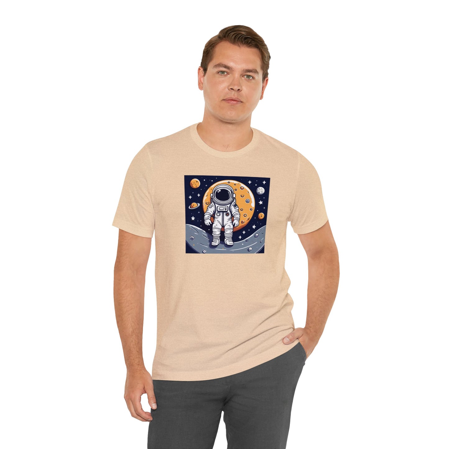 Astronaut on Space Unisex Jersey Short Sleeve Tee