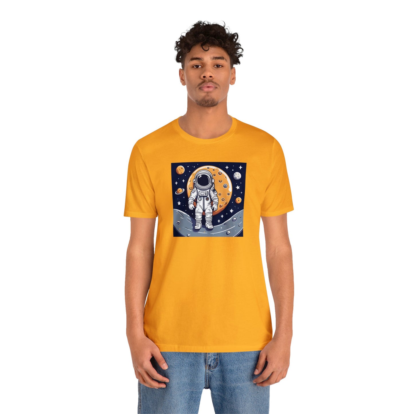 Astronaut on Space Unisex Jersey Short Sleeve Tee