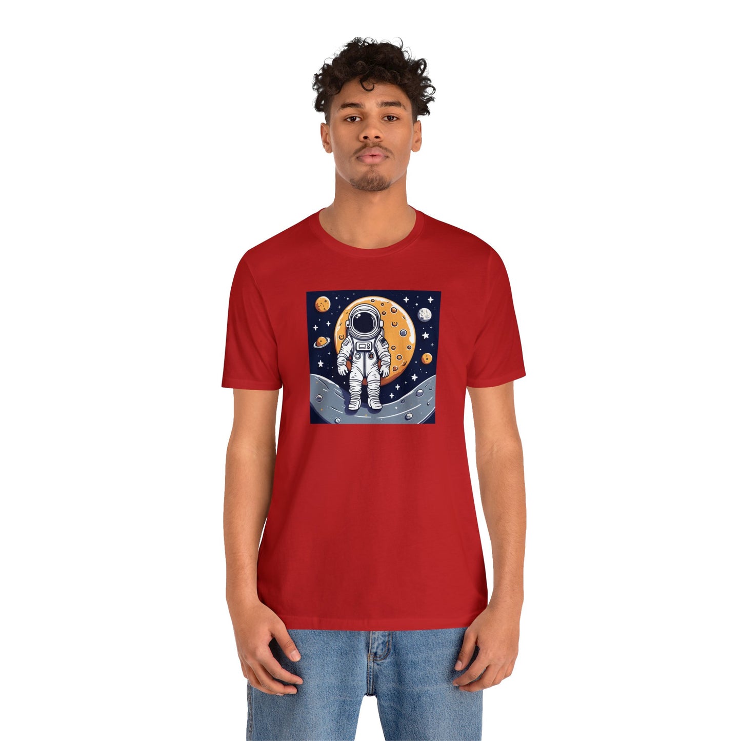 Astronaut on Space Unisex Jersey Short Sleeve Tee